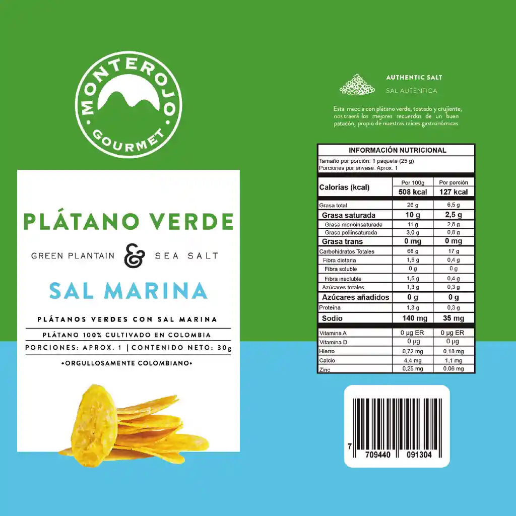 Platanos Verdes Sal Marina 30gr MonteRojo Gourmet