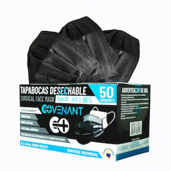 Covenant Tapabocas Desechables Negros