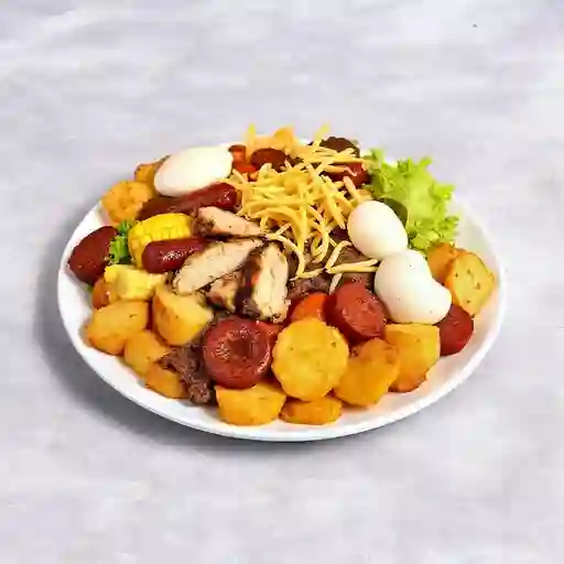 Salchipapa Pollo Y Carne Para Dos