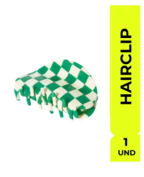 Hairclip Gancho Checkers Verde Pinza Neon