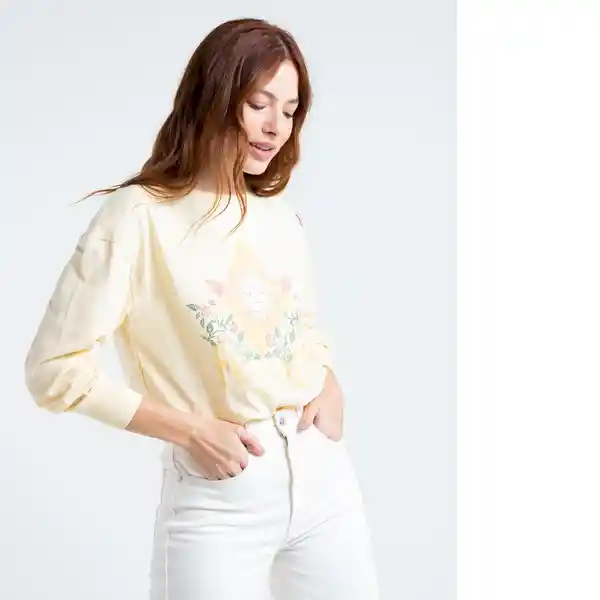  Camiseta Africa Mujer Amarillo Luminoso Claro Talla S Naf-Naf 