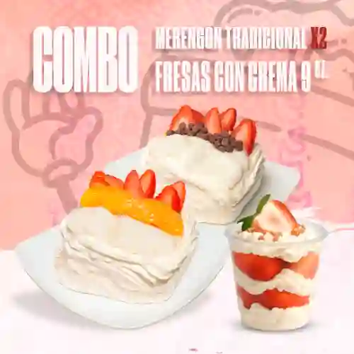 Merengón X2 + Fresas con Cremas