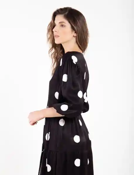 Vestido Midi De Puntos Negro Estampado Talla S Mujer Naf Naf