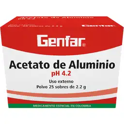 Acetato De Aluminio Antiseptico En Sobres