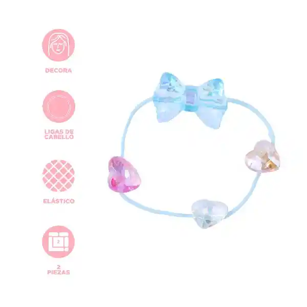 Set de Moñas Para Cabello Moños y Corazones Holograficos Miniso