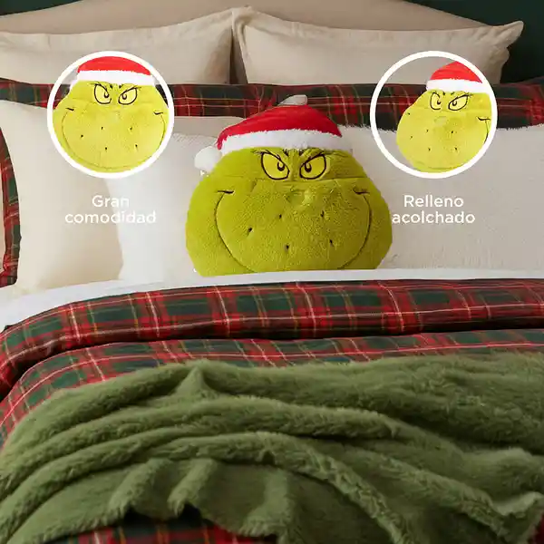 Almohada Navideña Cabeza Gigante Serie The Grinch Miniso