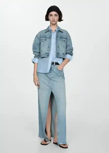 Chaqueta Cazadora Amy Tejano Medio Talla XS Mujer Mango