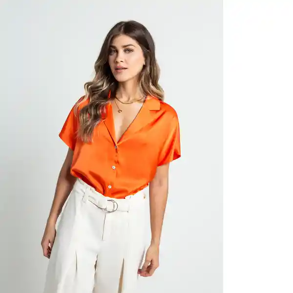 Camisa Camila Mujer Naranja Lirio Medio Talla S 012F348 Naf Naf