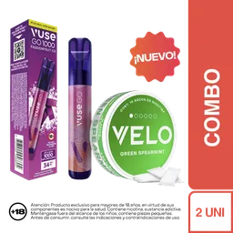 Combo Vapeador Vuse go 1000 Passionfruit Ice + Velo Menta Verde