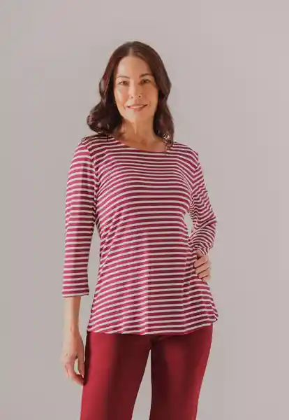 Camiseta Sin Cuello Manga 3/4 Mujer Vinotinto Talla S Bluss