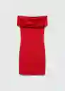 Vestido Bardot Rojo Talla L Mujer Mango