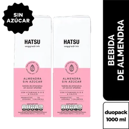 Bebida de Almendras Hatsu Duopack Sin Azúcar Añadida x 1L