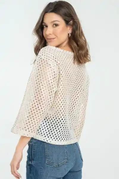 Blusa Tejida Brillo Color Plateado Talla L Ragged