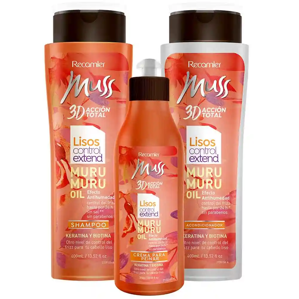 Muss Shampoo + Acondicionador Control Lisos + Crema para Peinar