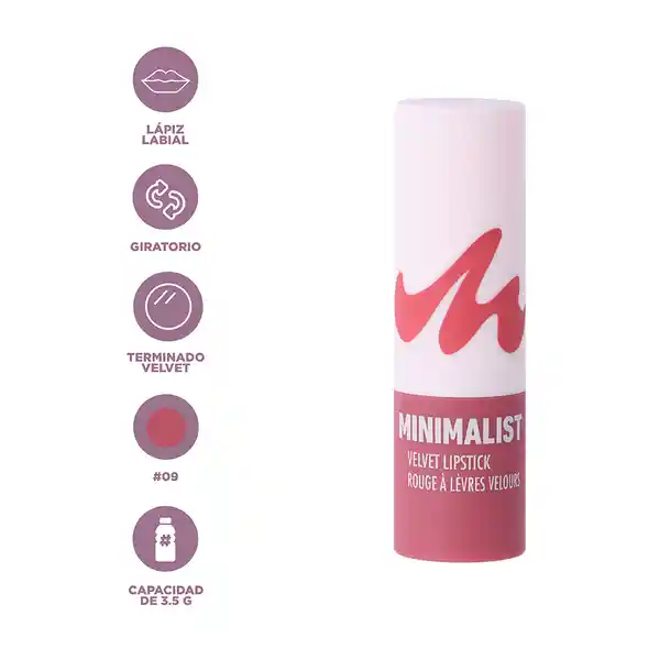 Lápiz Labial Velvet Serie Minimalist 09 Miniso