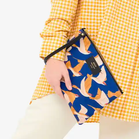 Wouf Bolso Mano Pouch Blue Birds XL