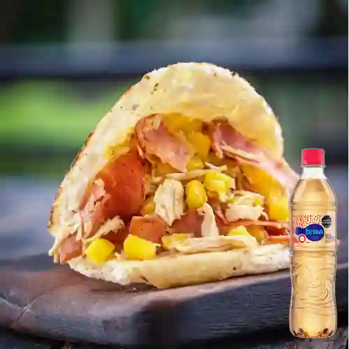 Combo Arepa Hawaiana + Brisa Saborizada Manzana 600ML