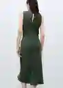 Vestido Cava Verde Talla M Mujer Mango