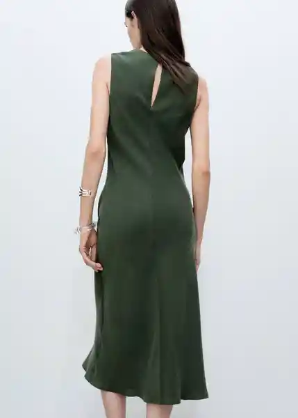 Vestido Cava Verde Talla M Mujer Mango