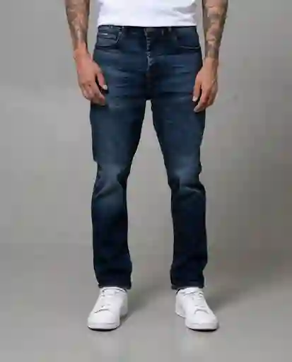 Jean Straight Hombre Azul Denim Medio T 34 51401 Rifle