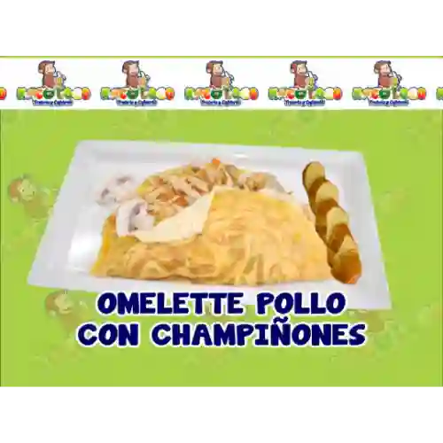 Omelette Pollo con Champiñones