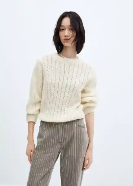 Jersey Piqueton Off White Talla XS Mujer Mango