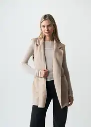Chaleco Mujer Beige Polvillo Medio Talla S 523G033 Naf Naf