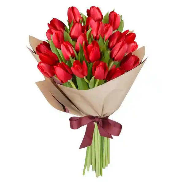 Arreglo Floral 25 Tulipanes Rojos Ile De France En Ramo