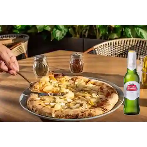 Combo Pizza Queso Azul&Manzana + Stella Artois Bot. 330ml