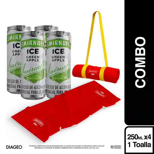 Combo Smirnoff Ice Vodka Manzana Verde + Toalla Smirnoff