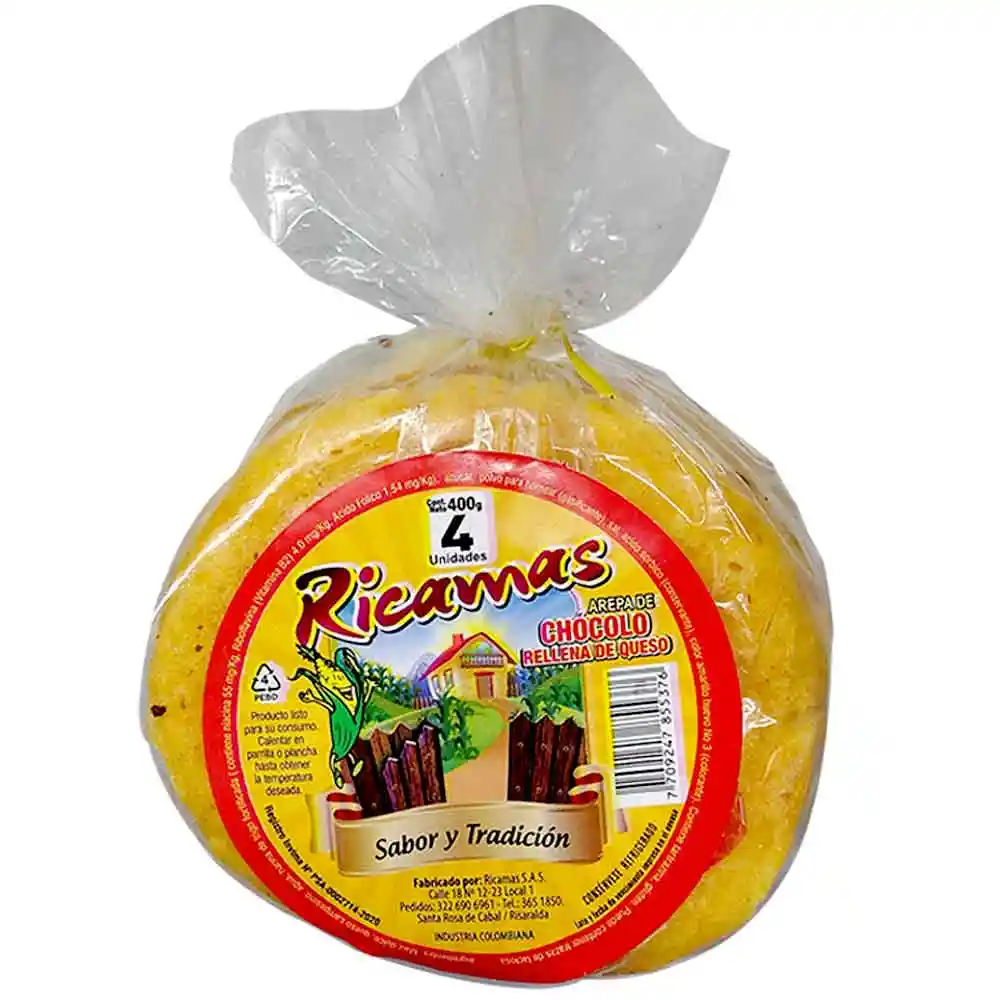 Arepa Ricamas Chócolo Rellena Queso X350 G