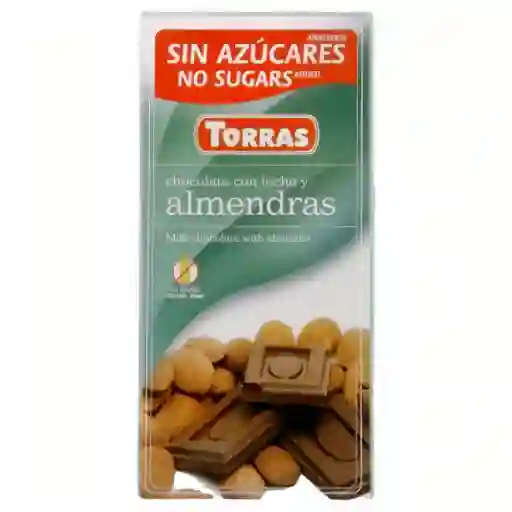 Torras Barra de Chocolate con Leche y Almendras sin Azúcar
