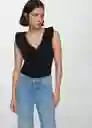 Top Popli Negro Talla Xs Mujer Mango