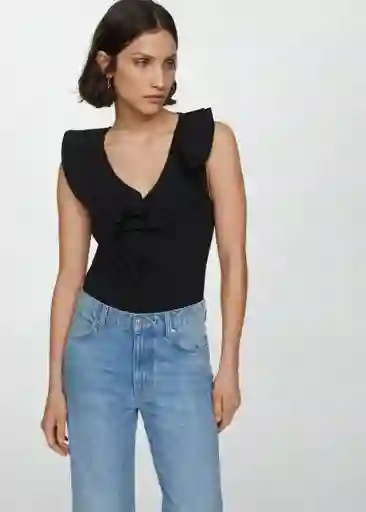 Top Popli Negro Talla Xs Mujer Mango