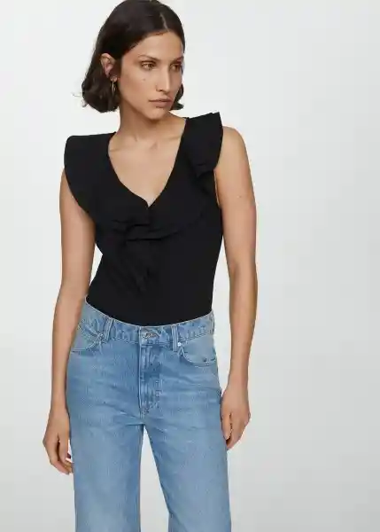 Top Popli Negro Talla Xs Mujer Mango