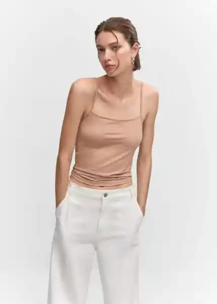 Top Mate Beige Talla L Mujer Mango