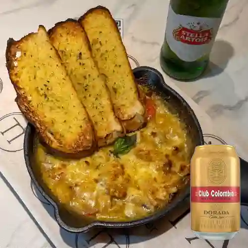 Combo Gratinado de Champiñones + Club Col. Dorada 330ml