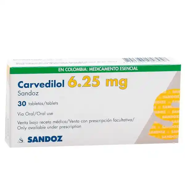 Carvedilol Antihipertensivo (6.25 mg)