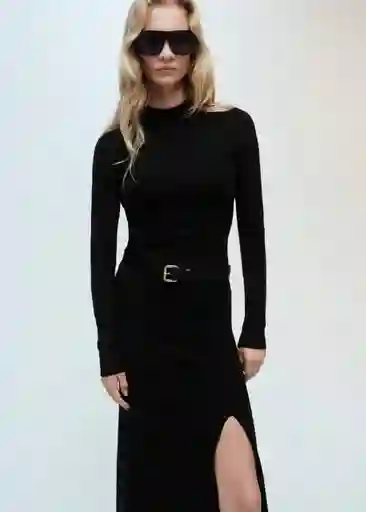 Vestido Percebes Negro Talla S Mujer Mango