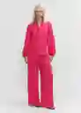 Pantalón Tulipa-A Fucsia Talla XL Mujer Mango