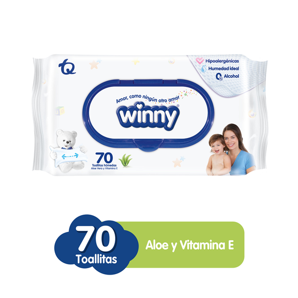 Winny Toallitas Húmedas con Aloe Vera y Vitamina E 70 und