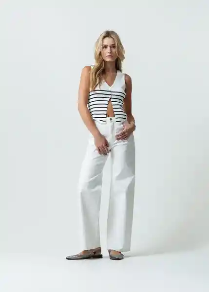 Chaleco Tejido Mujer Crudo Puro Claro Talla S 082G091 Naf Naf