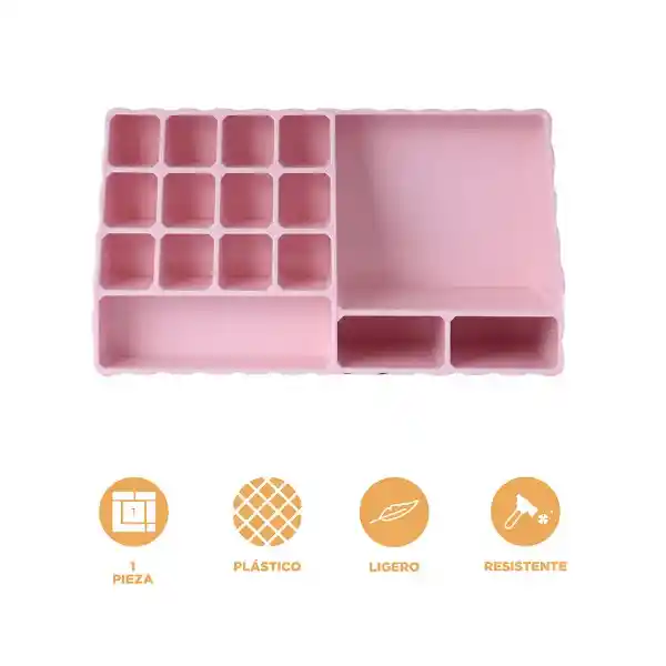 Organizador Plástico de Maquillaje Compartimentos Rosa Miniso