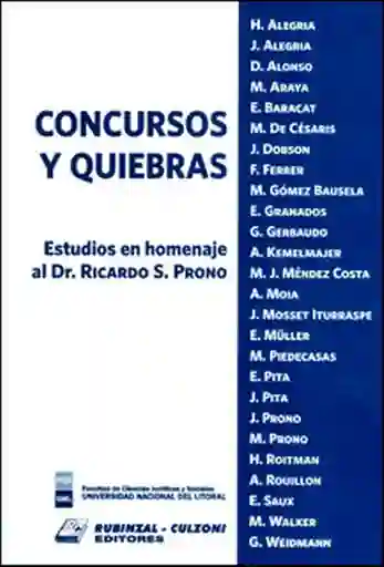 Concursos y Quiebras Libro Homenaje al Dr Ricardo S Prono