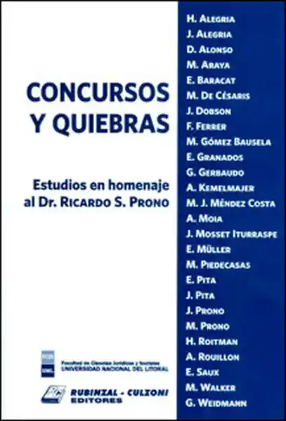 Concursos y Quiebras Libro Homenaje al Dr Ricardo S Prono