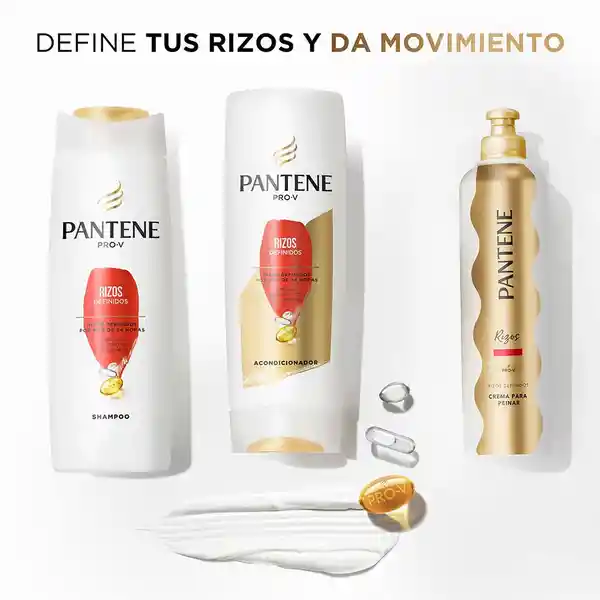 PANTENE Shampoo para cabello dañado Pantene Rizos Definidos con Pro-Vitaminas Aceite de Coco y Omega 9 200 ml