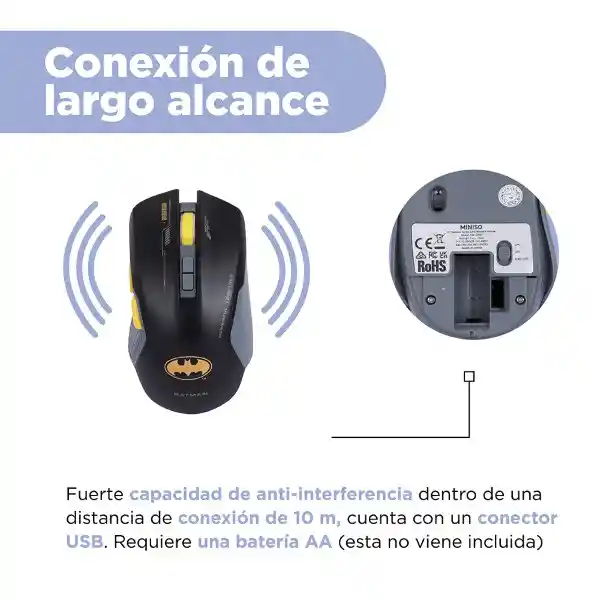 Mouse Inalambrico Serie Dc Batman Miniso