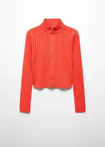 Buzo Cardigan Teriyaki Rojo Talla M Mujer Mango