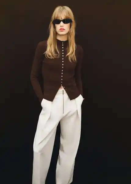 Cárdigan Twenties Chocolate Talla XS Mujer Mango