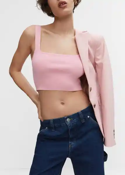 Top Rose Rosa Pastel Talla L Mujer Mango